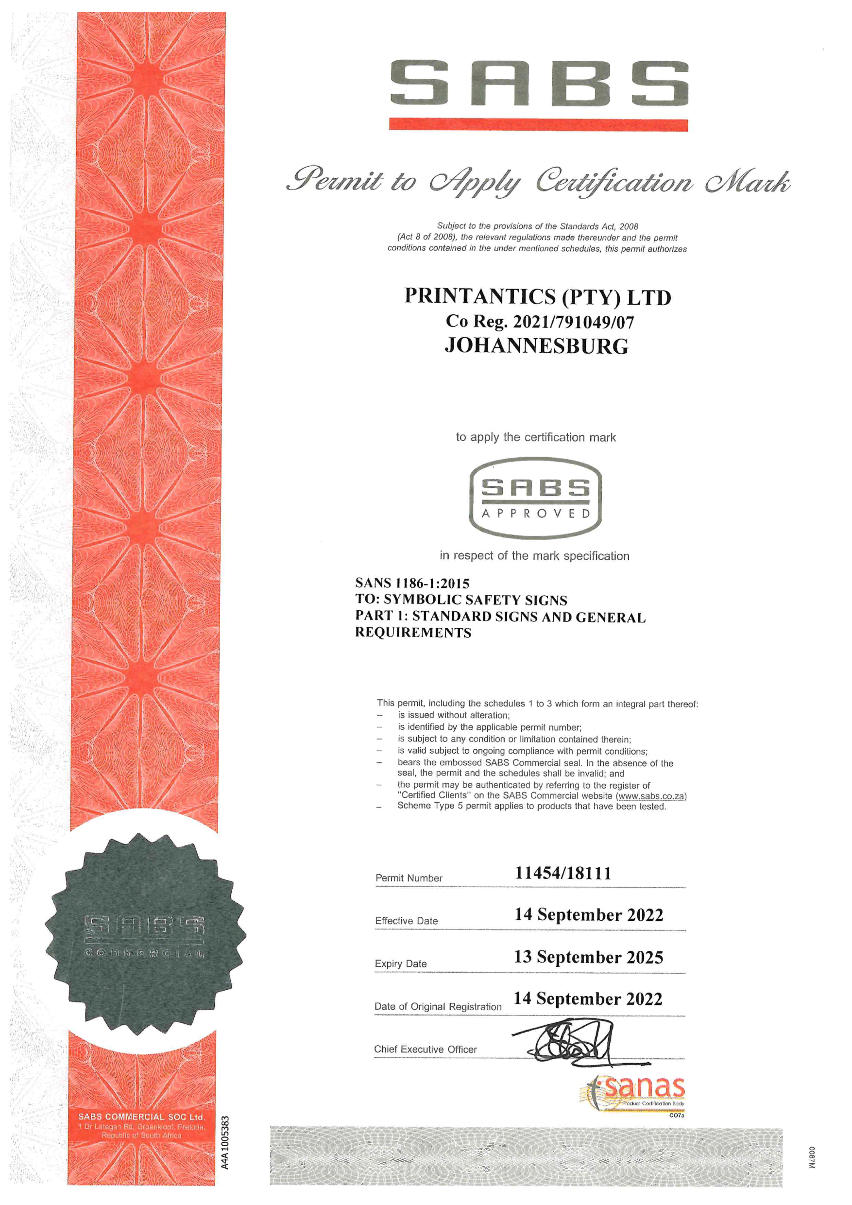 SABS Certificates
