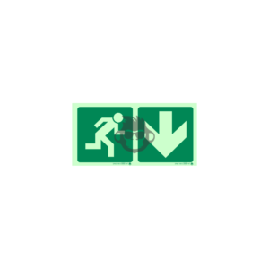 E03R - Running Man Right and Arrow Down SABS sign