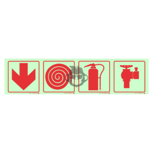 F01 - Fire Hydrant, Fire Extinguisher, Hose Reel and Arrow Down SABS sign