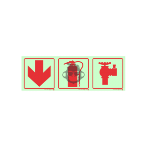F10 - Fire Extinguisher, Fire Hydrant and Arrow Down SABS sign