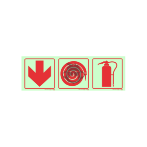 F04 - Fire Extinguisher, Hose Reel and Arrow Down SABS sign