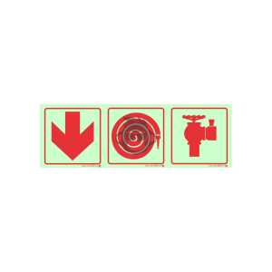 F07 - Fire Hydrant, Hose Reel and Arrow Down SABS sign