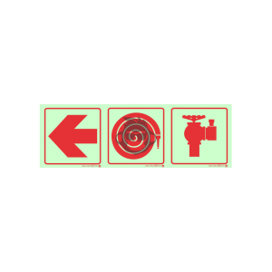 F08 - Fire Hydrant, Hose Reel and Arrow Left SABS sign
